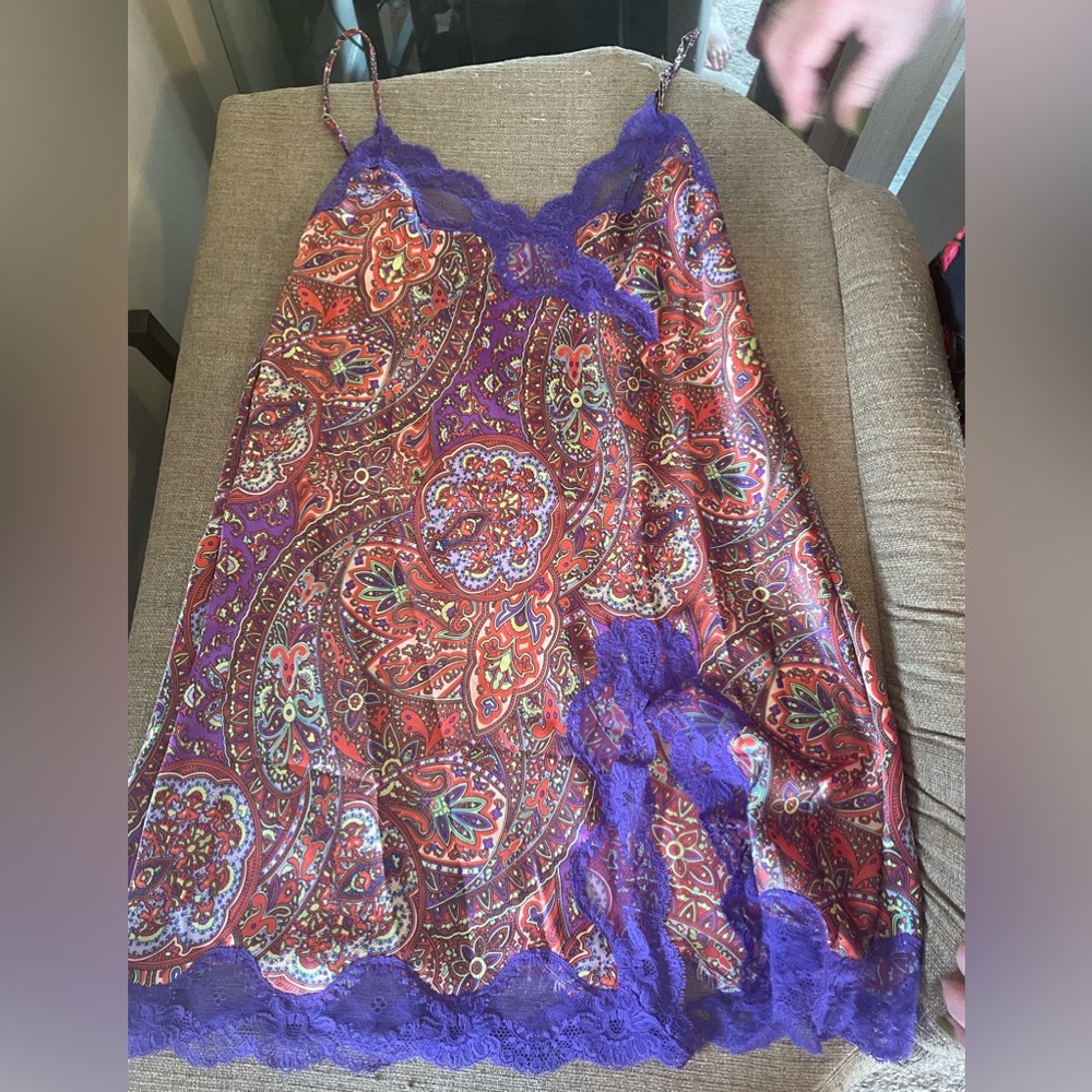 creations sybaris paisley purple and red lingerie dress slip